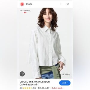 Uniqlo JW Anderson Boxy Oxford Shirt - Striped White/Green